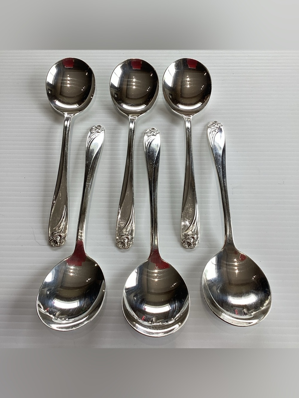 IS Daffodil Set 6 Round Soup Spoons 1847 Rogers Silverplate Flatware